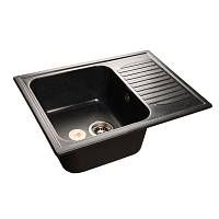 Мойка GRANFEST мрамор STANDART GF-S-645L (645*498*200 мм), черный, с сифоном и сливной арматурой — купить оптом и в розницу в интернет магазине GTV-Meridian.